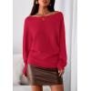 imagePRETTYGARDEN Women Off The Shoulder Sweater 2025 Fall Trendy Long Batwing Sleeve Knit Pullover Going Out Tops Winter ClothingRed