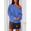imagePRETTYGARDEN Women Off The Shoulder Sweater 2025 Fall Trendy Long Batwing Sleeve Knit Pullover Going Out Tops Winter ClothingSky Blue