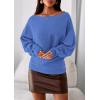 imagePRETTYGARDEN Women Off The Shoulder Sweater 2025 Fall Trendy Long Batwing Sleeve Knit Pullover Going Out Tops Winter ClothingSky Blue