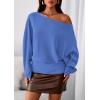 imagePRETTYGARDEN Women Off The Shoulder Sweater 2025 Fall Trendy Long Batwing Sleeve Knit Pullover Going Out Tops Winter ClothingSky Blue