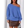 imagePRETTYGARDEN Women Off The Shoulder Sweater 2025 Fall Trendy Long Batwing Sleeve Knit Pullover Going Out Tops Winter ClothingSky Blue