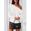 imagePRETTYGARDEN Women Off The Shoulder Sweater 2025 Fall Trendy Long Batwing Sleeve Knit Pullover Going Out Tops Winter ClothingWhite