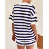 imagePRETTYGARDEN Womens 2 Piece Shorts Sets Casual Summer 2025 Short Sleeve Striped Sweater Set Matching Beach Vacation OutfitBlue