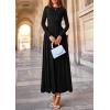 imagePRETTYGARDEN Womens 2025 Fashion Trendy Fall Long Sleeve Dresses Ruched Flowy Elegant Modest Boho Casual Beach Maxi DressBlack