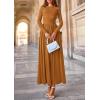 imagePRETTYGARDEN Womens 2025 Fashion Trendy Fall Long Sleeve Dresses Ruched Flowy Elegant Modest Boho Casual Beach Maxi DressBrown Yellow