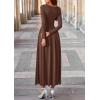 imagePRETTYGARDEN Womens 2025 Fashion Trendy Fall Long Sleeve Dresses Ruched Flowy Elegant Modest Boho Casual Beach Maxi DressCoffee