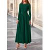 imagePRETTYGARDEN Womens 2025 Fashion Trendy Fall Long Sleeve Dresses Ruched Flowy Elegant Modest Boho Casual Beach Maxi DressDark Green
