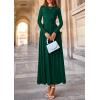 imagePRETTYGARDEN Womens 2025 Fashion Trendy Fall Long Sleeve Dresses Ruched Flowy Elegant Modest Boho Casual Beach Maxi DressDark Green