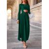 imagePRETTYGARDEN Womens 2025 Fashion Trendy Fall Long Sleeve Dresses Ruched Flowy Elegant Modest Boho Casual Beach Maxi DressDark Green