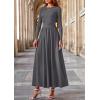imagePRETTYGARDEN Womens 2025 Fashion Trendy Fall Long Sleeve Dresses Ruched Flowy Elegant Modest Boho Casual Beach Maxi DressGrey