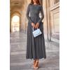 imagePRETTYGARDEN Womens 2025 Fashion Trendy Fall Long Sleeve Dresses Ruched Flowy Elegant Modest Boho Casual Beach Maxi DressGrey