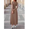imagePRETTYGARDEN Womens 2025 Fashion Trendy Fall Long Sleeve Dresses Ruched Flowy Elegant Modest Boho Casual Beach Maxi DressKhaki