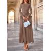 imagePRETTYGARDEN Womens 2025 Fashion Trendy Fall Long Sleeve Dresses Ruched Flowy Elegant Modest Boho Casual Beach Maxi DressKhaki
