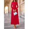 imagePRETTYGARDEN Womens 2025 Fashion Trendy Fall Long Sleeve Dresses Ruched Flowy Elegant Modest Boho Casual Beach Maxi DressRed
