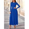 imagePRETTYGARDEN Womens 2025 Fashion Trendy Fall Long Sleeve Dresses Ruched Flowy Elegant Modest Boho Casual Beach Maxi DressRoyal Blue