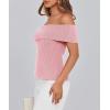 imagePRETTYGARDEN Womens 2025 Summer Off Shoulder Sweater Tops Ribbed Knit Short Sleeve Trendy Going Out Date Night BlousePink