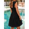 imagePRETTYGARDEN Womens 2025 Trendy Mini Summer Dresses Sleeveless Tulle Ruffle Square Neck Tiered Smocked Beach Vacation DressBlack