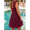 imagePRETTYGARDEN Womens 2025 Trendy Mini Summer Dresses Sleeveless Tulle Ruffle Square Neck Tiered Smocked Beach Vacation DressWine Red