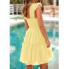 imagePRETTYGARDEN Womens 2025 Trendy Mini Summer Dresses Sleeveless Tulle Ruffle Square Neck Tiered Smocked Beach Vacation DressYellow