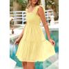 imagePRETTYGARDEN Womens 2025 Trendy Mini Summer Dresses Sleeveless Tulle Ruffle Square Neck Tiered Smocked Beach Vacation DressYellow
