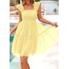imagePRETTYGARDEN Womens 2025 Trendy Mini Summer Dresses Sleeveless Tulle Ruffle Square Neck Tiered Smocked Beach Vacation DressYellow