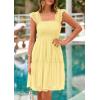imagePRETTYGARDEN Womens 2025 Trendy Mini Summer Dresses Sleeveless Tulle Ruffle Square Neck Tiered Smocked Beach Vacation DressYellow