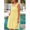 imagePRETTYGARDEN Womens 2025 Trendy Mini Summer Dresses Sleeveless Tulle Ruffle Square Neck Tiered Smocked Beach Vacation DressYellow