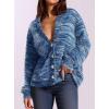 imagePRETTYGARDEN Womens Cardigan Sweaters Fall Fashion 2025 Striped Long Sleeve Button V Neck Knit Fuzzy Outerwear Winter ClothesBlue