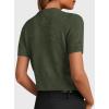 imagePRETTYGARDEN Womens Casual Summer Short Sleeve Cardigans 2025 Button Down Knitted Sweater Basic Crew Neck Crop TopsArmy Green