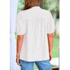 imagePRETTYGARDEN Womens Casual Summer Tops 2025 V Neck Short Puff Sleeve Pleated Cotton T Shirts Loose Dressy BlousesWhite