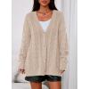 imagePRETTYGARDEN Womens Chunky Cardigan Sweaters 2025 Fall Oversized Cable Knit Long Sleeve Open Front Cardigans Winter ClothingApricot