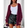 imagePRETTYGARDEN Womens Chunky Cardigan Sweaters 2025 Fall Oversized Cable Knit Long Sleeve Open Front Cardigans Winter ClothingBurgundy