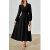 imagePRETTYGARDEN Womens Long Sleeve Maxi Dress 2025 Fall Trendy Elegant V Neck Flowy Wedding Guest Holiday Formal Long DressesBlack
