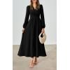 imagePRETTYGARDEN Womens Long Sleeve Maxi Dress 2025 Fall Trendy Elegant V Neck Flowy Wedding Guest Holiday Formal Long DressesBlack