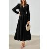 imagePRETTYGARDEN Womens Long Sleeve Maxi Dress 2025 Fall Trendy Elegant V Neck Flowy Wedding Guest Holiday Formal Long DressesBlack
