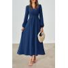 imagePRETTYGARDEN Womens Long Sleeve Maxi Dress 2025 Fall Trendy Elegant V Neck Flowy Wedding Guest Holiday Formal Long DressesDark Blue