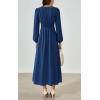 imagePRETTYGARDEN Womens Long Sleeve Maxi Dress 2025 Fall Trendy Elegant V Neck Flowy Wedding Guest Holiday Formal Long DressesDark Blue