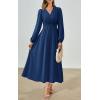 imagePRETTYGARDEN Womens Long Sleeve Maxi Dress 2025 Fall Trendy Elegant V Neck Flowy Wedding Guest Holiday Formal Long DressesDark Blue