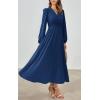 imagePRETTYGARDEN Womens Long Sleeve Maxi Dress 2025 Fall Trendy Elegant V Neck Flowy Wedding Guest Holiday Formal Long DressesDark Blue