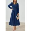 imagePRETTYGARDEN Womens Long Sleeve Maxi Dress 2025 Fall Trendy Elegant V Neck Flowy Wedding Guest Holiday Formal Long DressesDark Blue