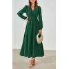 imagePRETTYGARDEN Womens Long Sleeve Maxi Dress 2025 Fall Trendy Elegant V Neck Flowy Wedding Guest Holiday Formal Long DressesDark Green
