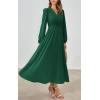 imagePRETTYGARDEN Womens Long Sleeve Maxi Dress 2025 Fall Trendy Elegant V Neck Flowy Wedding Guest Holiday Formal Long DressesDark Green