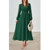 imagePRETTYGARDEN Womens Long Sleeve Maxi Dress 2025 Fall Trendy Elegant V Neck Flowy Wedding Guest Holiday Formal Long DressesDark Green