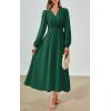 imagePRETTYGARDEN Womens Long Sleeve Maxi Dress 2025 Fall Trendy Elegant V Neck Flowy Wedding Guest Holiday Formal Long DressesDark Green
