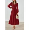 imagePRETTYGARDEN Womens Long Sleeve Maxi Dress 2025 Fall Trendy Elegant V Neck Flowy Wedding Guest Holiday Formal Long DressesJujube Red