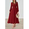 imagePRETTYGARDEN Womens Long Sleeve Maxi Dress 2025 Fall Trendy Elegant V Neck Flowy Wedding Guest Holiday Formal Long DressesJujube Red