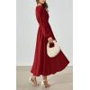 imagePRETTYGARDEN Womens Long Sleeve Maxi Dress 2025 Fall Trendy Elegant V Neck Flowy Wedding Guest Holiday Formal Long DressesJujube Red