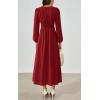 imagePRETTYGARDEN Womens Long Sleeve Maxi Dress 2025 Fall Trendy Elegant V Neck Flowy Wedding Guest Holiday Formal Long DressesJujube Red