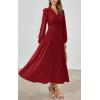imagePRETTYGARDEN Womens Long Sleeve Maxi Dress 2025 Fall Trendy Elegant V Neck Flowy Wedding Guest Holiday Formal Long DressesJujube Red