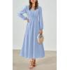 imagePRETTYGARDEN Womens Long Sleeve Maxi Dress 2025 Fall Trendy Elegant V Neck Flowy Wedding Guest Holiday Formal Long DressesLight Blue
